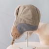 Fleece Lined Warm Earflap Cap Thick Thermal Patchwork Ski Cap Windproof Winter Hat  Daily Commute