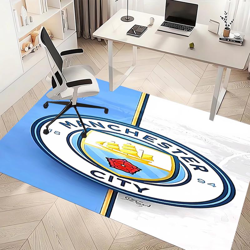 1pc Manchester City Football Club Print Area Rug - Soft, Washable Non-Slip Indoor Mat, Living Room, Home Office Decorative Rug,Office Decorative