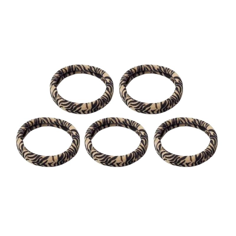 Pack of 5pcs High Elasticity Leopard Print Hair Ties Gentle Nonslip Fabric Hair Bands For Women Girls Daily Styling