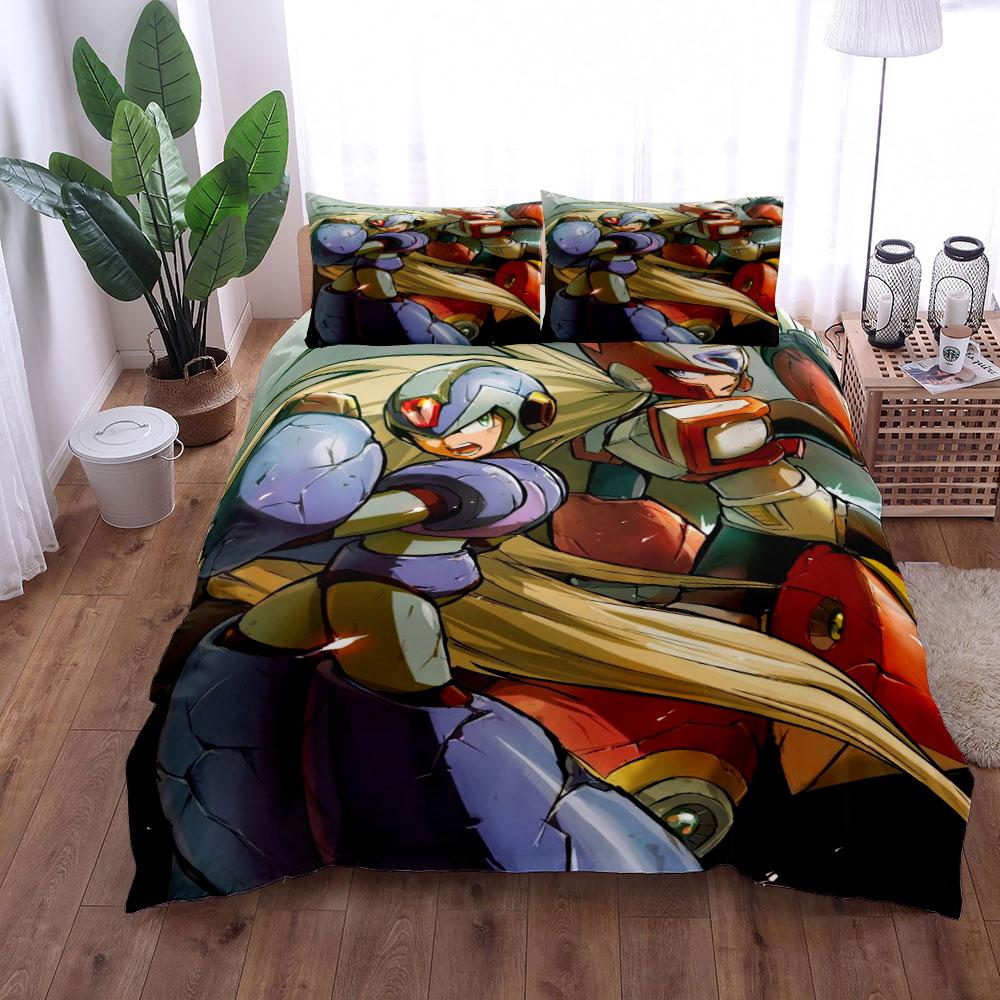 

Mega Man Childhood Duvet Cover Set King Queen Double Full Twin Single Size Bed Linen Set EU single(135x200cm)