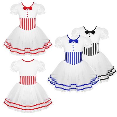 Kinder Mädchen Spitze Puffärmel Feiertags-Themenparty Tutu Kleid Prinzessin Tanztrikot Kostüme