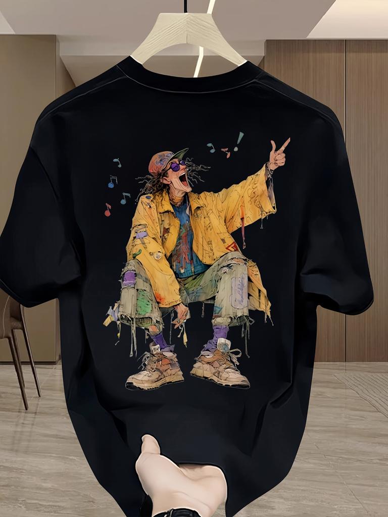 Mens Printed TShirt  Crew neck short sleeve casual top with colorful splash graphic design