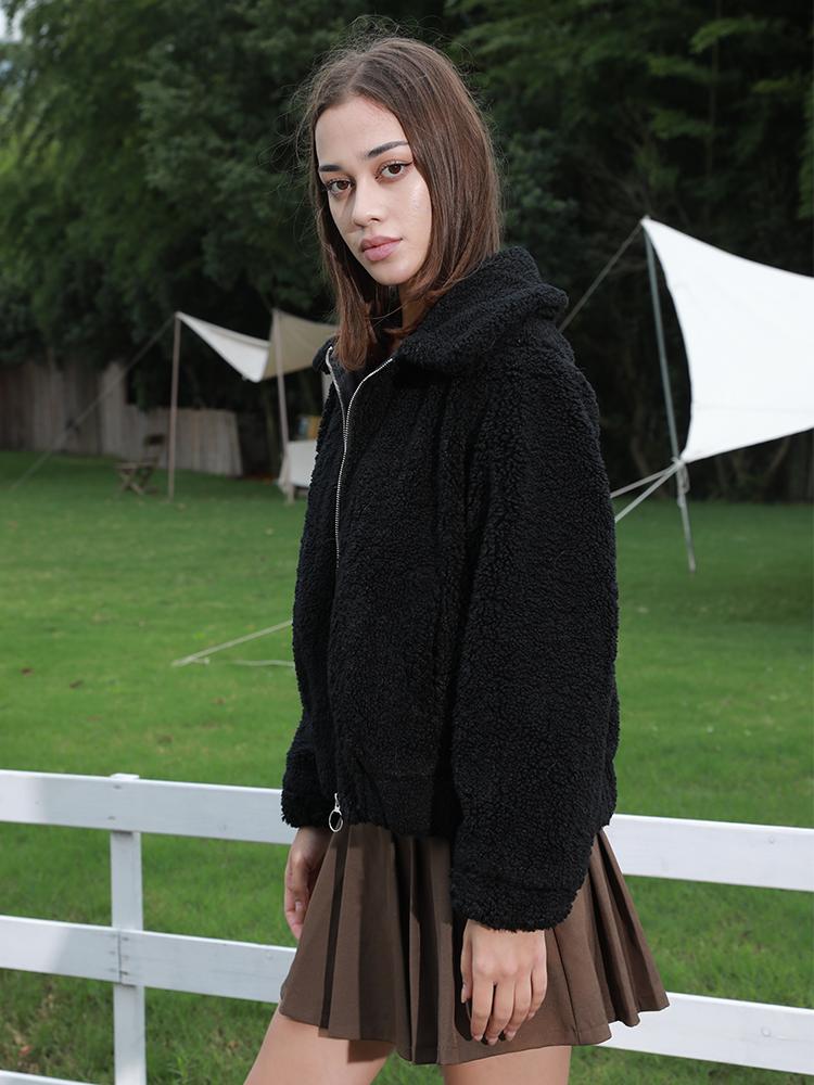 Granular Velvet Frühling und Herbst Damenmode Jacke Einfarbige Jacke