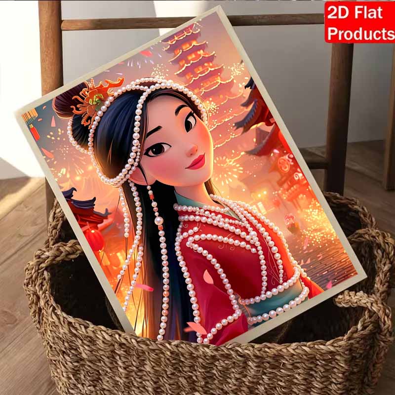 Disney Pearl Painting Pearl Aesthetic Mulan for Beginners and Adults, DIY Pearl Diamond Art Painting Kit for Home Wall Decor Gifts