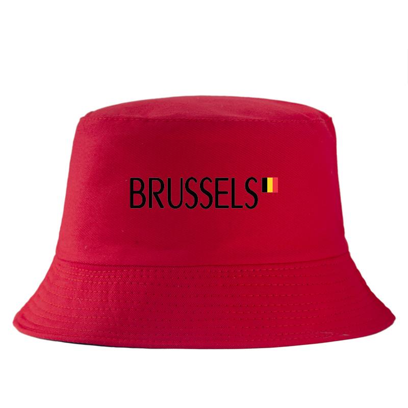 Brussels Belgium Flag Bucket Hat City Souvenir Print Sun Cap Unisex Women Summer Travel Outdoor Beach Sunshade FisherUnisex Hat 56-58cm