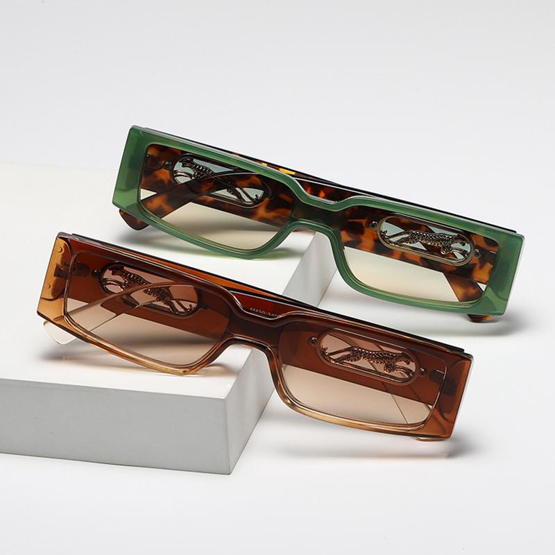 Luxury Brand Designer Square Small Frame Sunglasses Women Men Fashion Vintage Travel Leopard Head Sun Glasses For Female Uv400