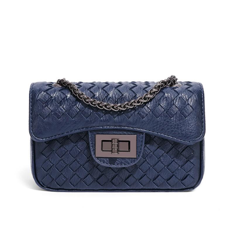 

Fashionable All-matching Small Square Bag Style Chain Single-shoulder Cross-shoulder Female Simple Casual Solid Color Hand-woven