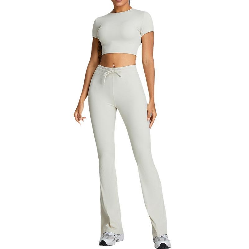 Thread Tight Nude Yoga Set, Women'S Quick Drying Horn Fitness Suit, Running Exercise Set