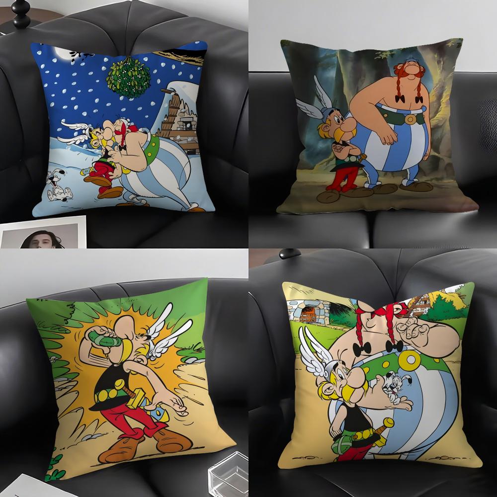 Funda de Cojín de Dibujos Animados de Astérix y Obélix Funda de Almohada Tela Ultra Suave Amigable con la Piel Comodidad como una Nube Cremallera Oculta