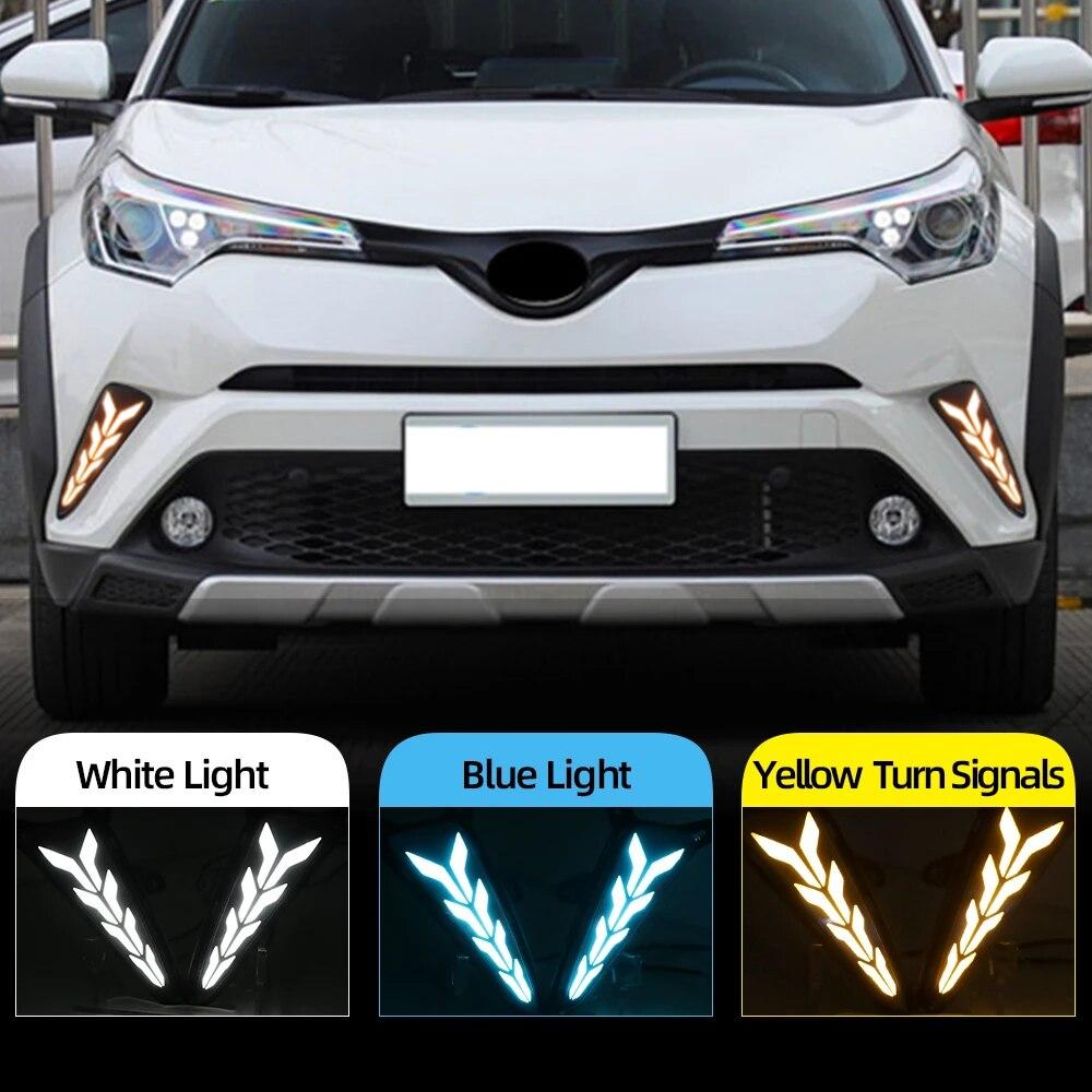 Car DRL LED Daytime Running Light Rear Fog light brake For Toyota C-HR CHR 2016 - with yellow Turn Signal Style Relay