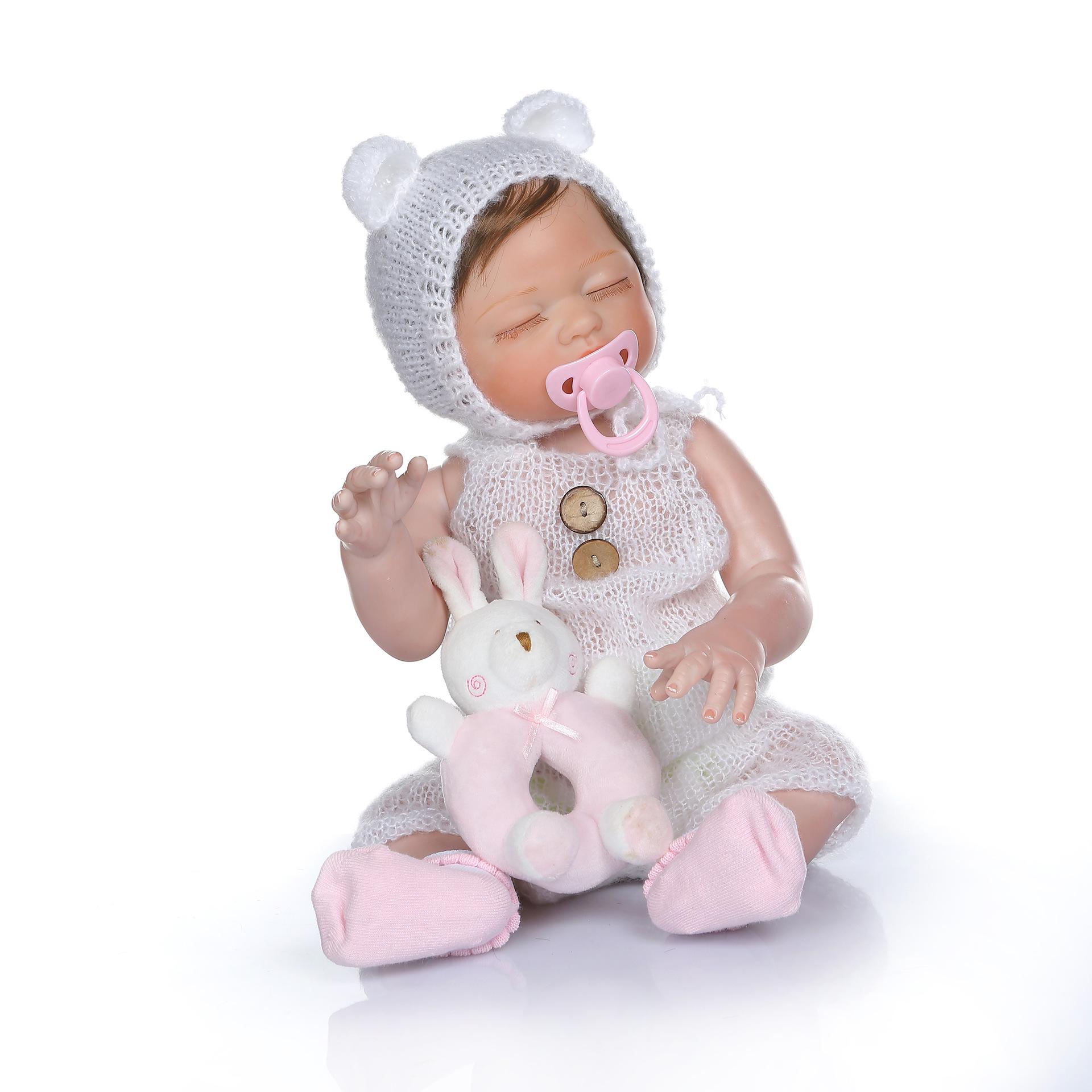 Cute Realistic Full-Body Silicone Baby Doll - Washable Bath Companion Toy 48 cm белый