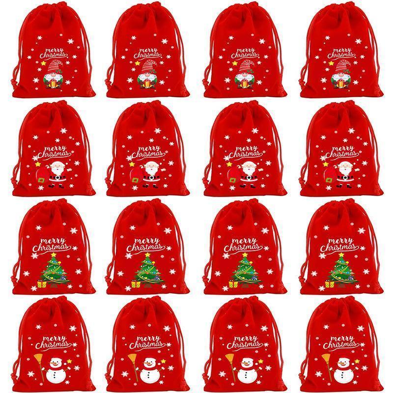 Kerst Fluwelen Zak Kerst Cadeauzak Kerst Snoepzak Kerst Creatieve Grote Trekkoord Snoepzak Cadeau Verpakkingszak