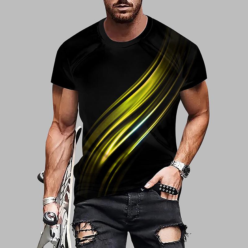 New Summer Men's Fashion T-shirt Personality Versatile Printed Men's T-shirt Top