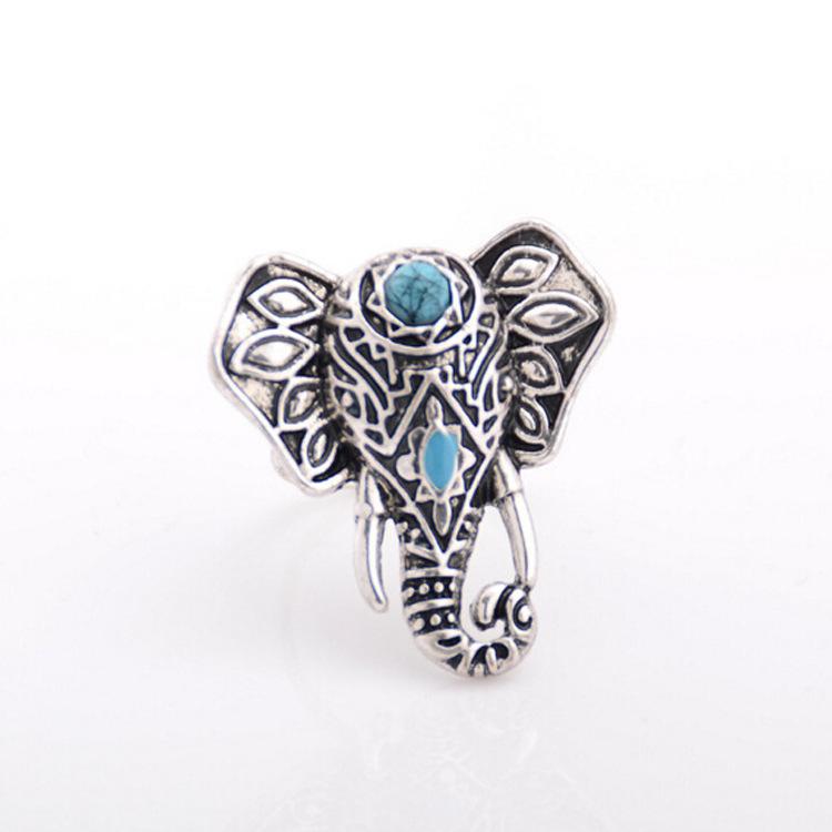Turquoise Moon Arrow & Elephant 6-Piece Joint Ring Set