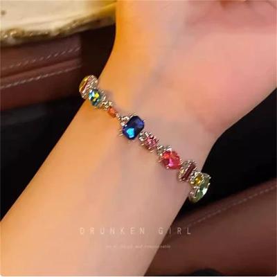 Colorful Crystal Candy Zircon Bracelet, Light Luxury, , High-end, Forest Series Bead Bracelet