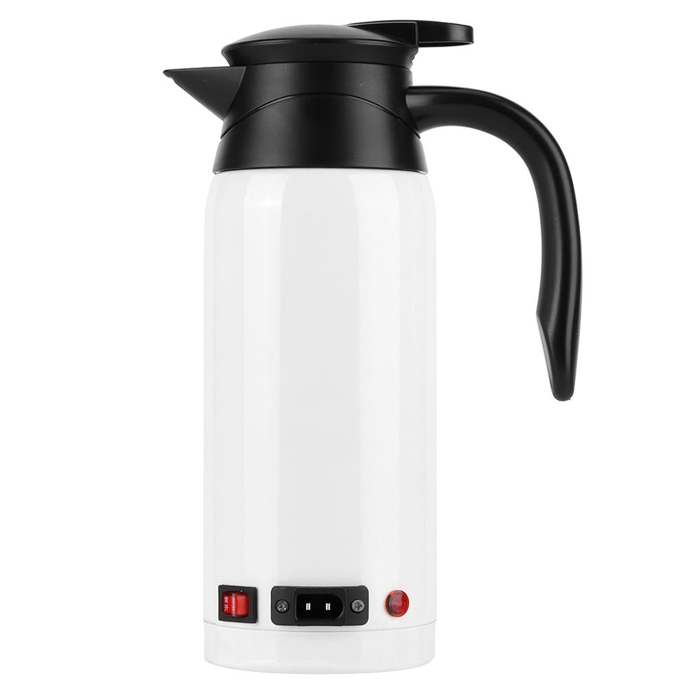 Tragbarer elektrischer Heizkessel mit 800 ml und hoher Kapazität und Zigarettenanzünder für den Einsatz im Auto, 12 V/24 V(Weiß