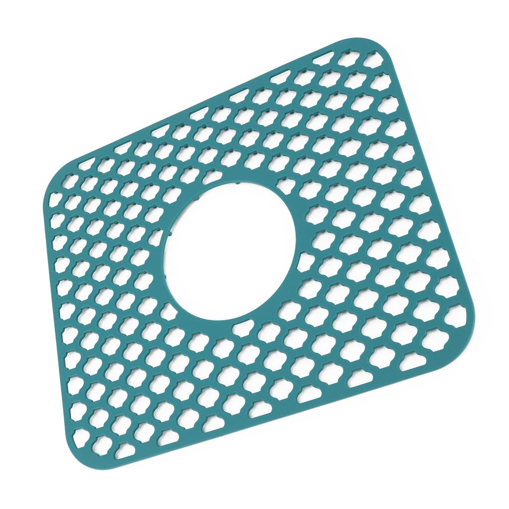 Ochraniacz zlewu do kuchni Silikonowa mata antypoślizgowa odporna na ciepło na dno zlewu z centralnym odpływem Farmhouse ze stali nierdzewnej