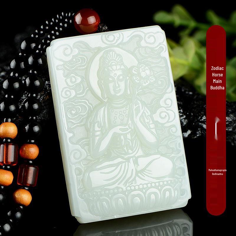 Xinjiang Hetian Jade Tathagata Pendant: Unisex Zodiac Birth Buddha, Guardian Deity for Sheep and Monkey, with Certificate