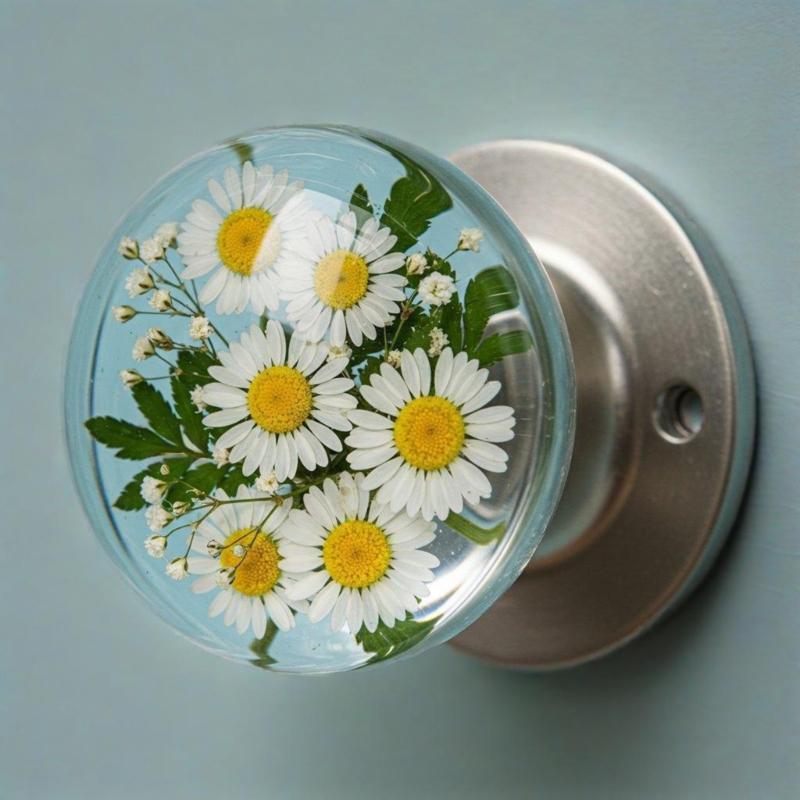 Maniglia per Porta in Resina Retro Fatta a Mano Cristalli Fiori Trasparenti Ferramenta Decorativa per Camera da Letto Ispirata alla Natura Ristrutturazioni Casa