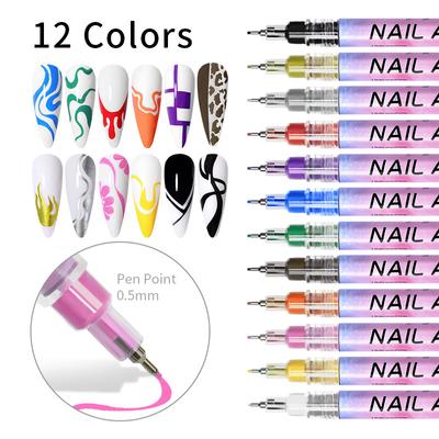 Dot Bead Manicure Pen, Nail Painting Pull Line Painting Flower Pen Acrylic Paint Graffiti Pen Diy Manicure Manicure Pull Line Pen