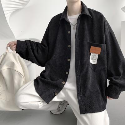 2022 frühling Herbst Cord Langarm Männer Hemd Streetwear Einfarbig Harajuku Casual Oversize männer hemden