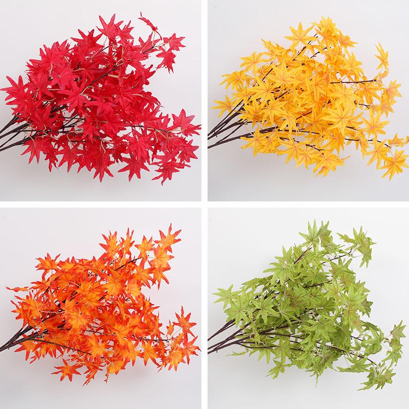 Artificial Red Maple Leaf Branch for Decoration and Landscaping