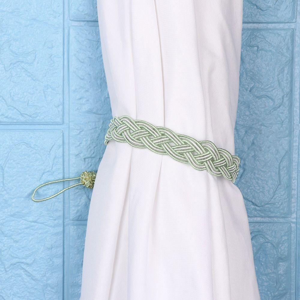 2Pcs/se Simple Curtain Buckle Straps Satin Rope Braided Curtain Tiebacks Practical Home Decor