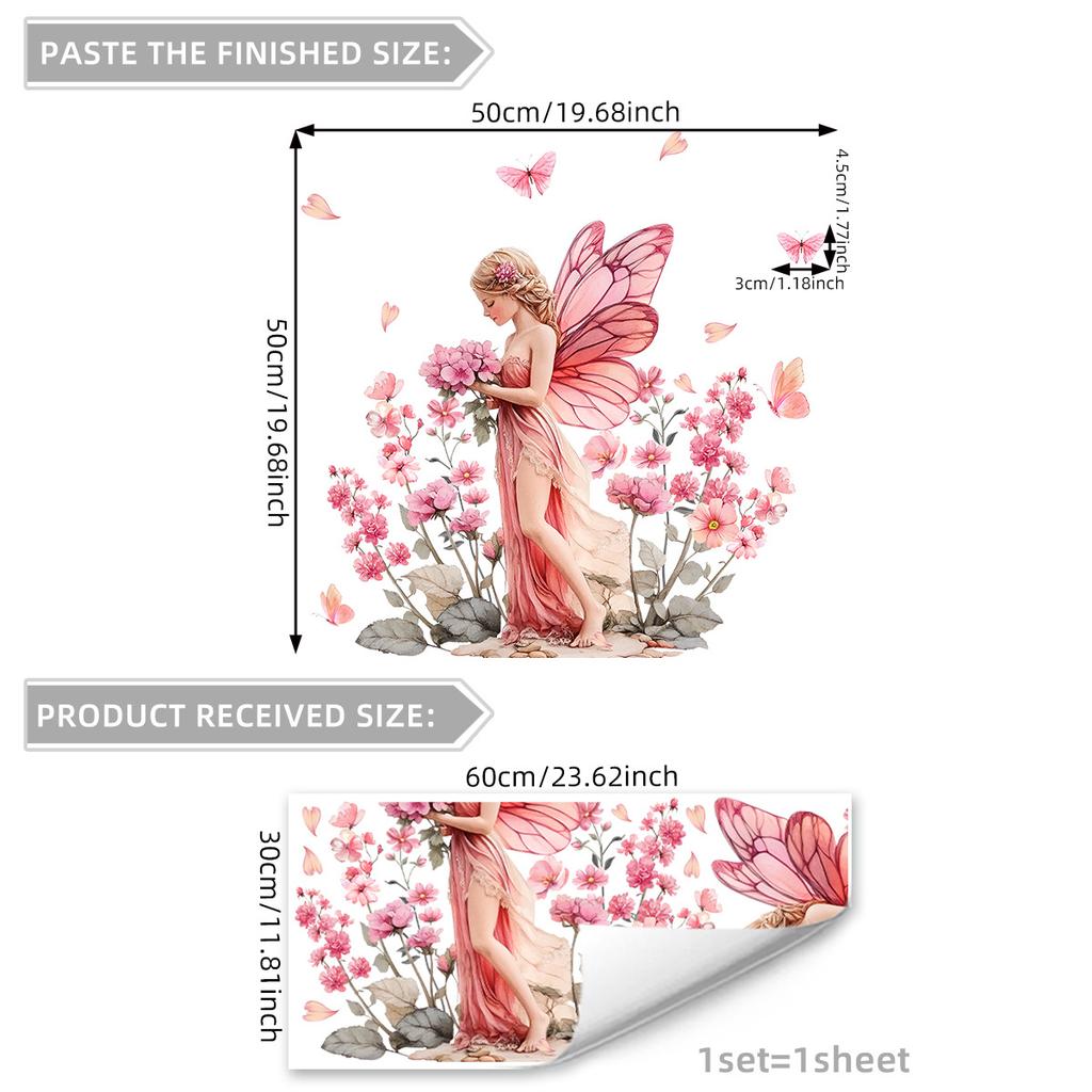 Cartoon Fairy Girl Wall Decal Bedroom Decor Waterproof Home Art Decals