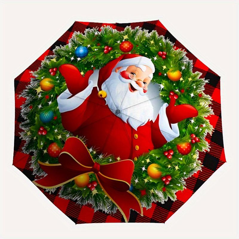 

1pc Christmas wreath Automatic Open/close Folding Umbrella, Compact Portable Travel Umbrella,Durable Construction yy250814131