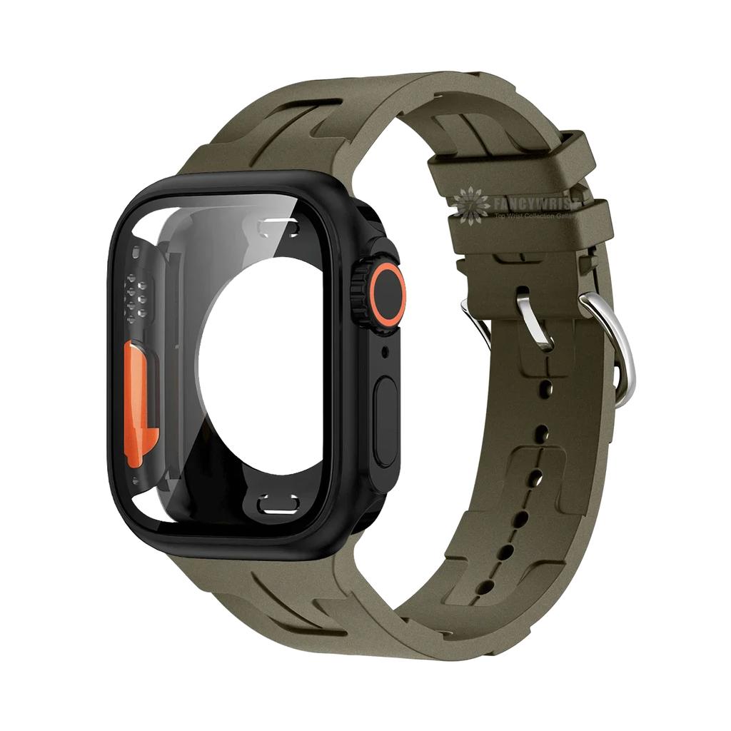 Original Silicone Band &Change To Ultra Case For Apple Watch 9 8 7 6 SE 5 4 Strap For iWatch Series 44mm 45mm 42mm 41mm Bracelet