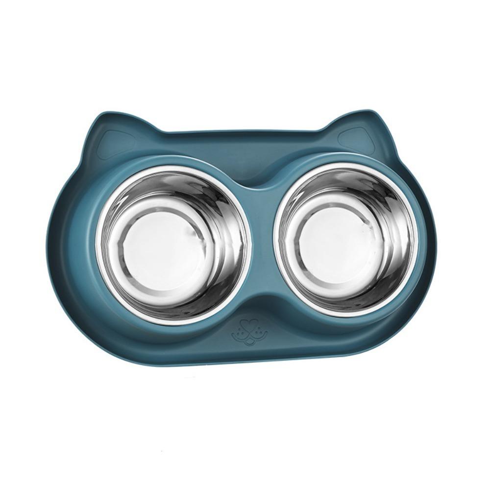 Multi-use Plastic Pet Feeding Double Bowls Stainless Steel Anti-Slip Cat Slow Food Bowl Cute Portable Pet Food Basin Puppy