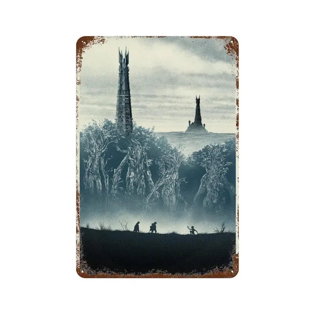 Abstract Ring Retro Travel Poster Metal Tin Sign Plaque Vintage Film Mordor Castle Lord Magic Kid Bed Room Home Wall Decor