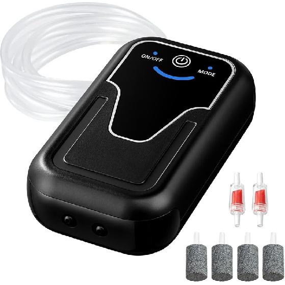 KEDSUM Aquarium Air Pump, Rechargeable Battery Powered Aerator for Fish Bait, Portable Bait Aerator Pump for Fish Tank to 5-200gal, USB Aquarium 4W