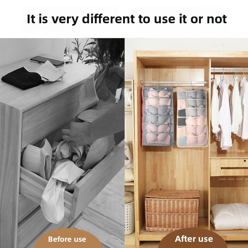 Hanging Closet Organizer, Double-Sided Underwear and Clothes Storage, Wall Hanging Storage Bag for Bedroom, Dorm, Wardrobe