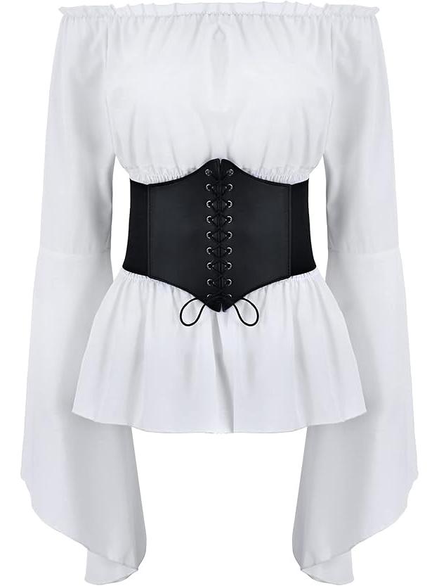 2020wish Damen Langarm Renaissance Mittelalter Tops & Accessoires