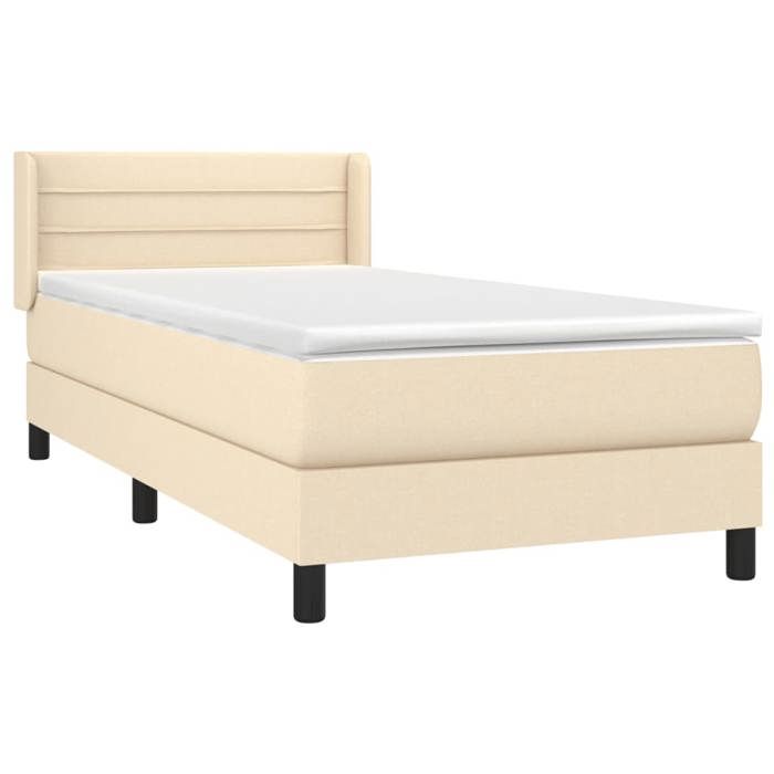 3129750 vidaXL Bed with Box Spring and Mattress Cream 80x200 Cm Fabric