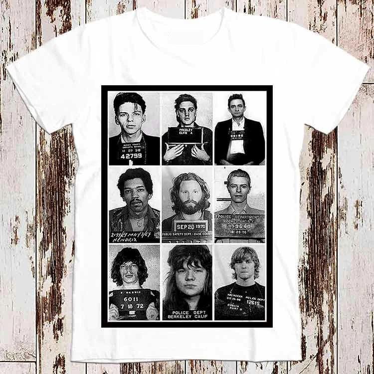 Celebrities Mugshot Rock Stars Retro Cool Vintage Unisex T Shirt 8304 M