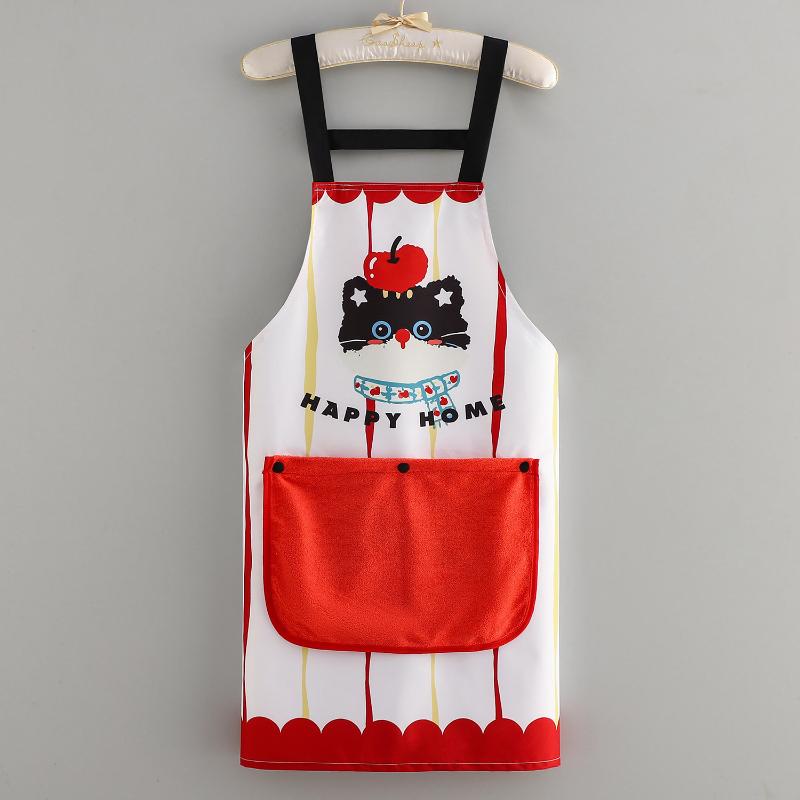 Cute Cartoon Cat Dog Apron With Large Wipe Hand Pocket Waterproof Sleeveless Bib Apron For Kitchen Cooking Household Cleaning