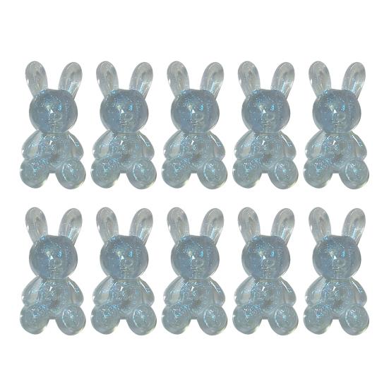 10 st Glittrig Akryl Kaninberlock Mini Påsk Sittande Kanin Dekoration 3D Djurfigur DIY Hantverk Handgjorda Projekt Material Tillbehör