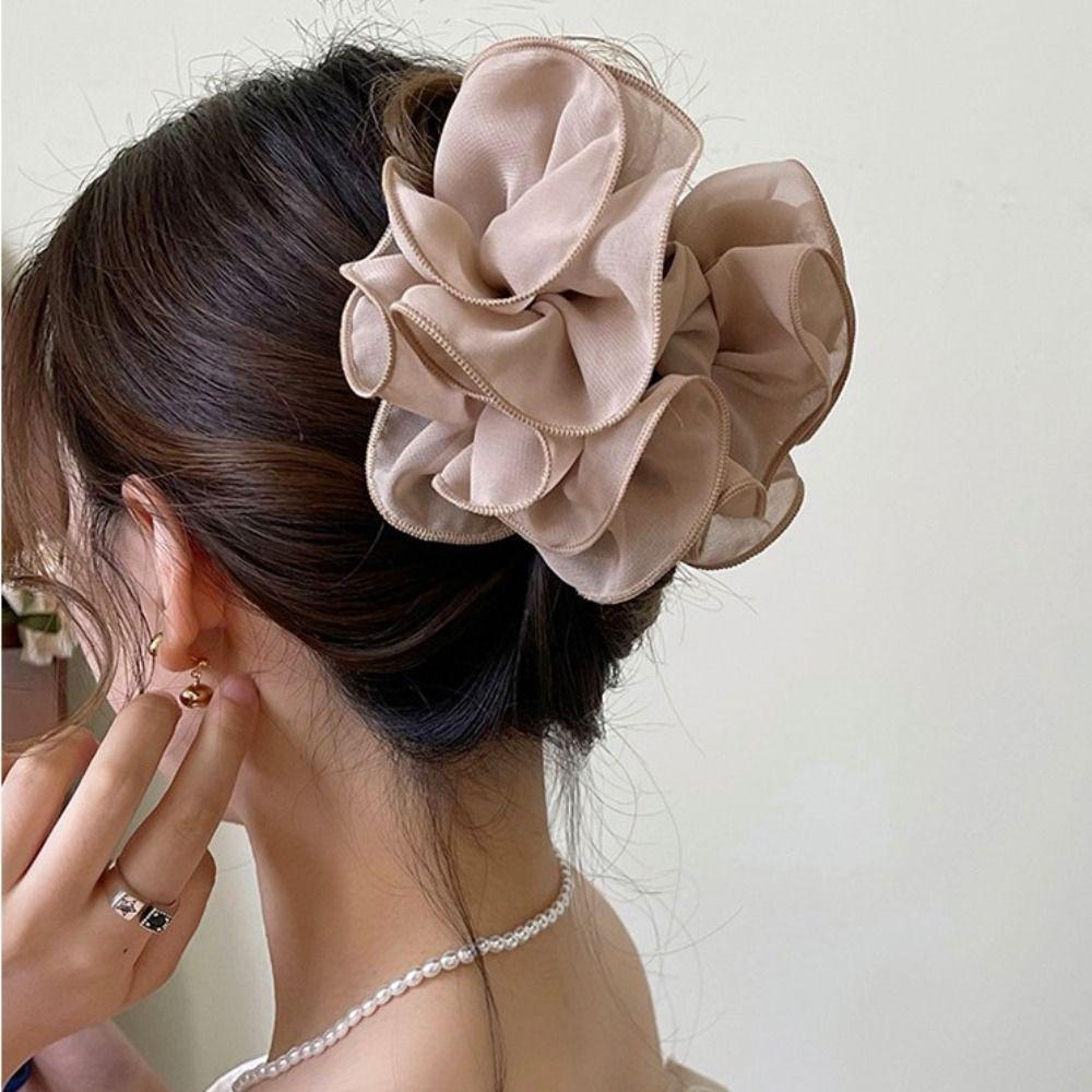 

Chiffon Flower Rose Large Size Women Hairpin Hair Clips Bow Grab Clip Hair Claw