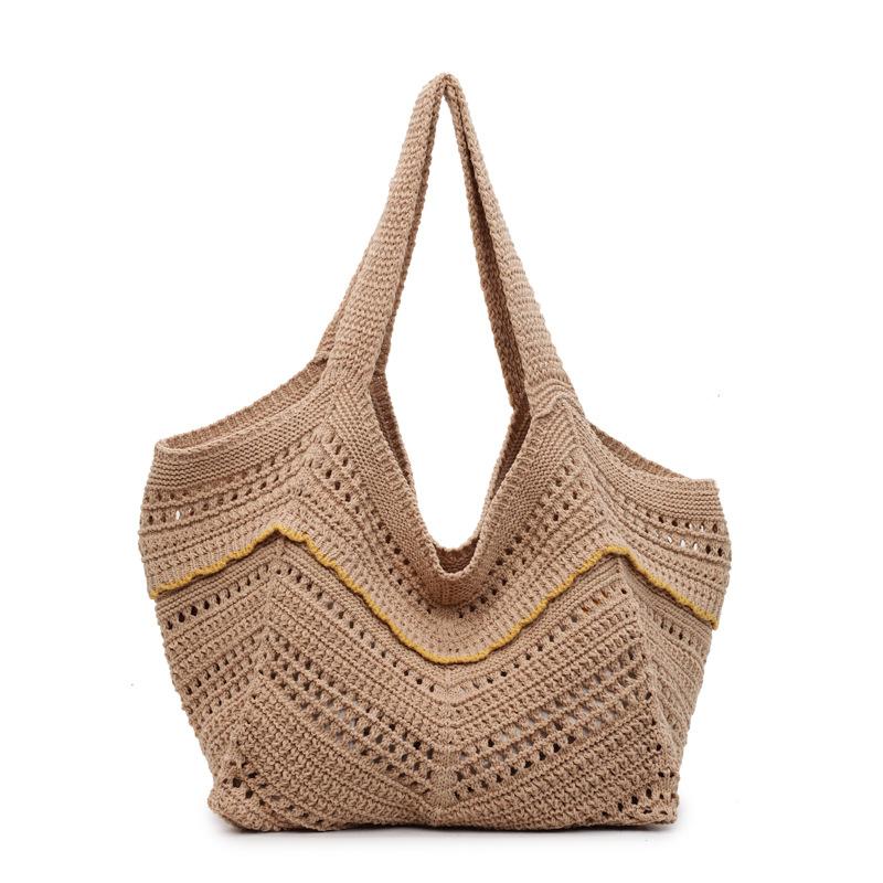 Exquisite Fashion Hand-knitted Hollow Women's Tote Bag New Casual Versatile Shoulder Bag Shopping Bag