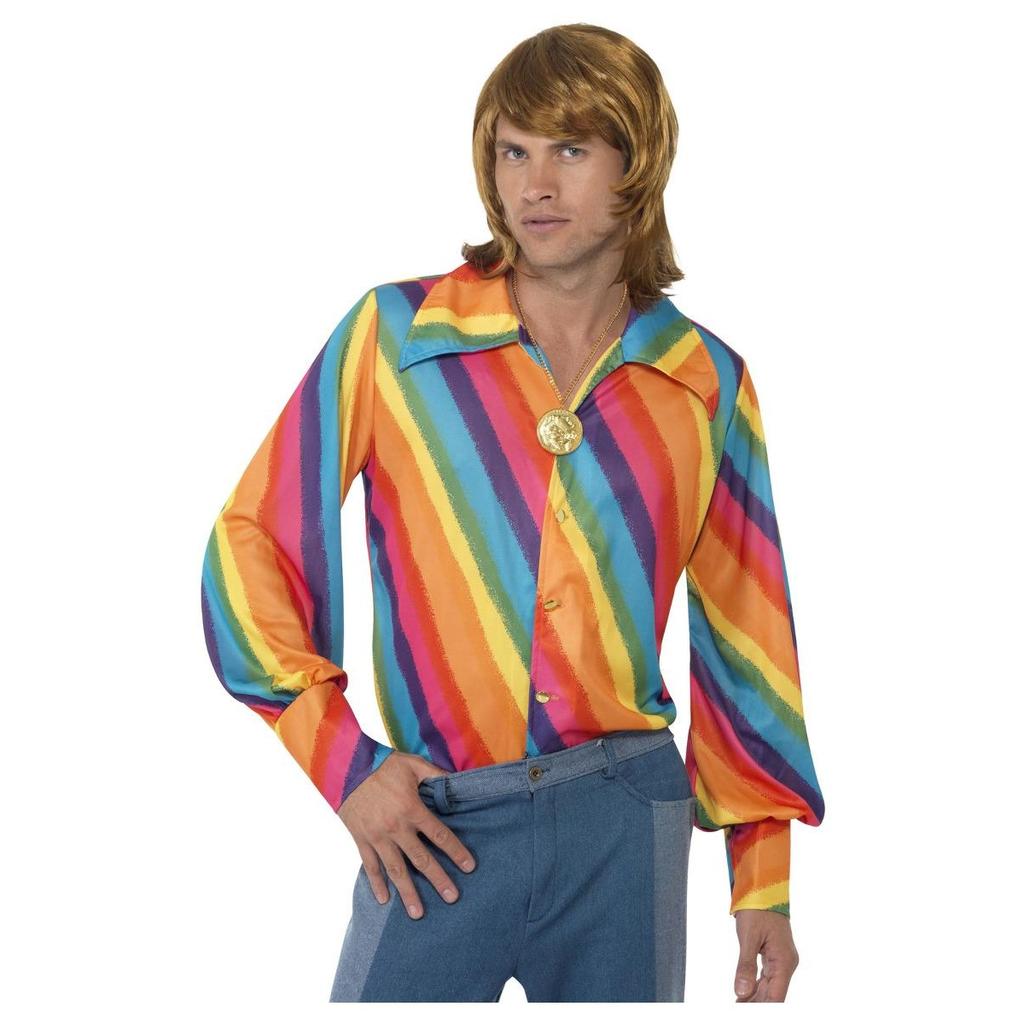Smiffys Unisex Adult 1970s Rainbow Shirt