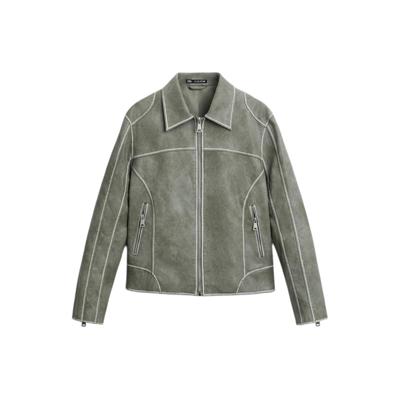 

Zara Faux Leather Vintage Casual Jacket Men jackets Gray 5070331-802 S