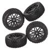 HOBBYPOWER 4-Piece Wheel Rim & Rubber Tire (Front & Rear) for 110 Scale RC Off-Road Cars & Buggies