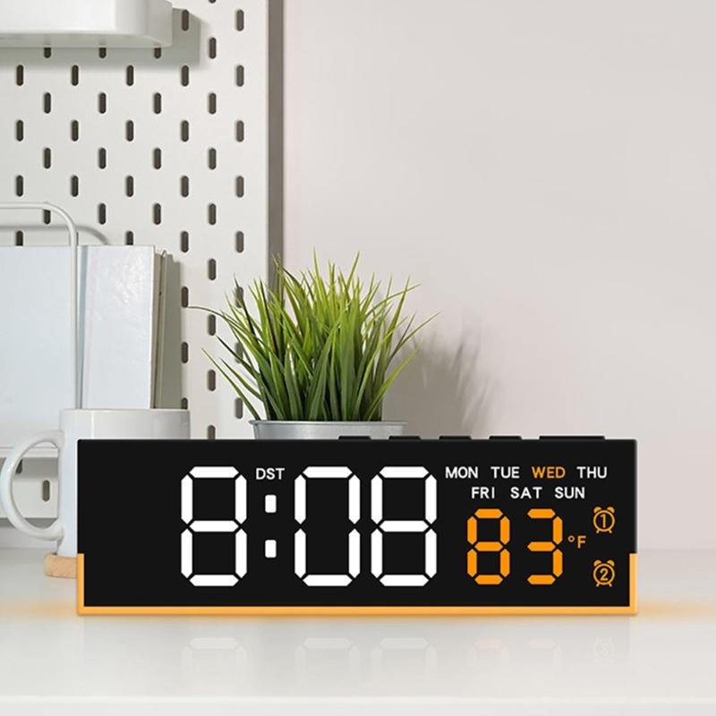 Digital Alarm Clock for Bedroom Desk Clock for Living Room Bedroom with Large Number,Dimmer,Loud Alarm Temperature