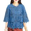 ZANZEA Womens Casual 3/4 Sleeve Lace Crochet Patchwork Loose Blouse