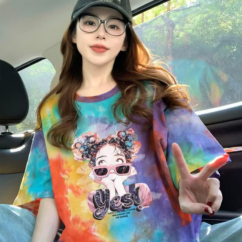 ZuoSe Colorful Tie-Dye Women s Short Sleeve T-Shirt M