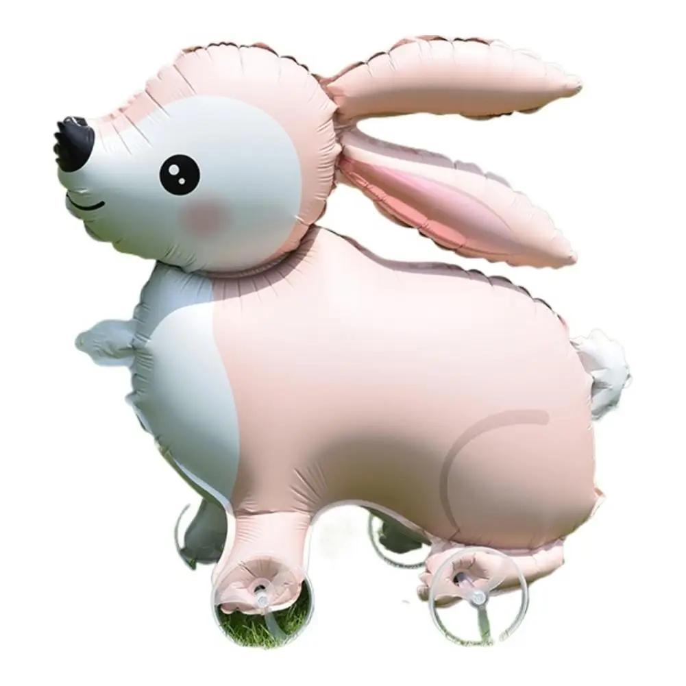 4D Dinosaur Dog Cat Standing Foil Balloons Animals Walking Balloon With Wheel for Kids Birthday Party Decoration Baby Showe B8E7