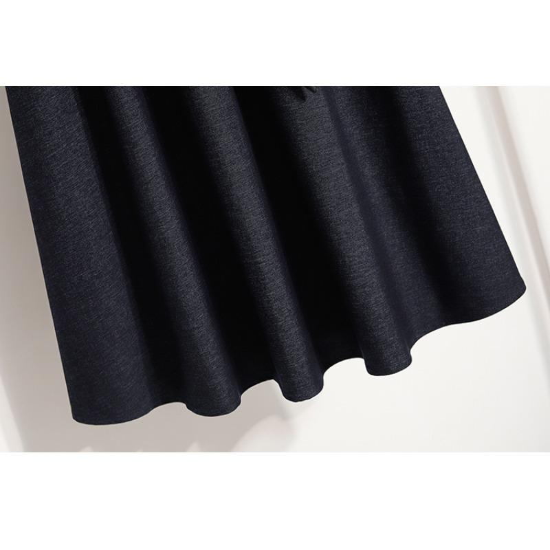 DIMANAF 2025 Autumn Plus Size Long Women Blue Skirts Elastic Waist Oversize Lady Elegant High Waist Skirts A-Line