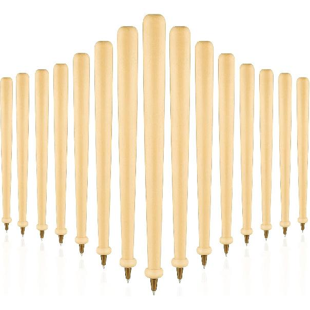 Zonon 15 Pieces Wood Baseball Bat Pens Black Ink Brown Ball Wood Bat Writing Pens Baseball Birthday Party Sports Party Favors Supplies Goodie Bag 1 Count (Pack of 15)